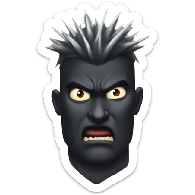 Angry spiky hair Guts from berserk with a scar over his face, balck beserk amor sticker