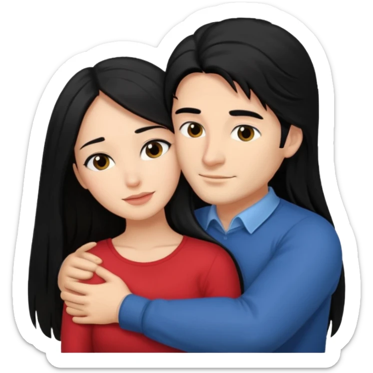 A man with black hair brunette skin and hugging a lady with long black hair and also she's brunette sticker
