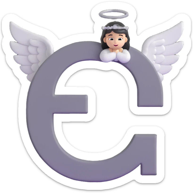 Letter C in multiple different shades of gray from light to dark, 50 shades of gray C, with angel halo sticker