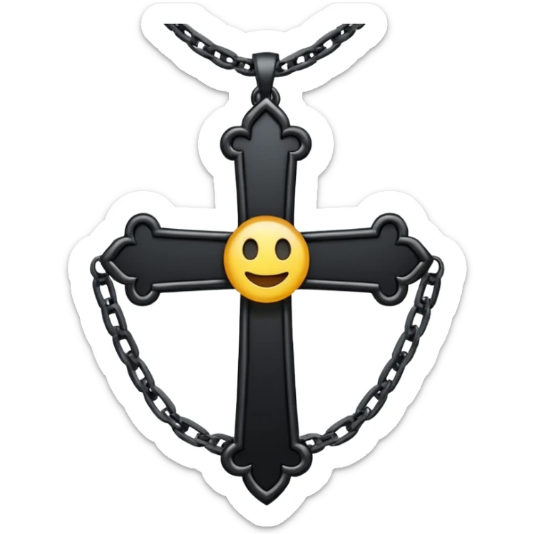 Ein christen kreuz schön verziert mit ketten aber nur in schwarz als Emoji keine Farbe verwenden einzige Farbe schwarz sticker