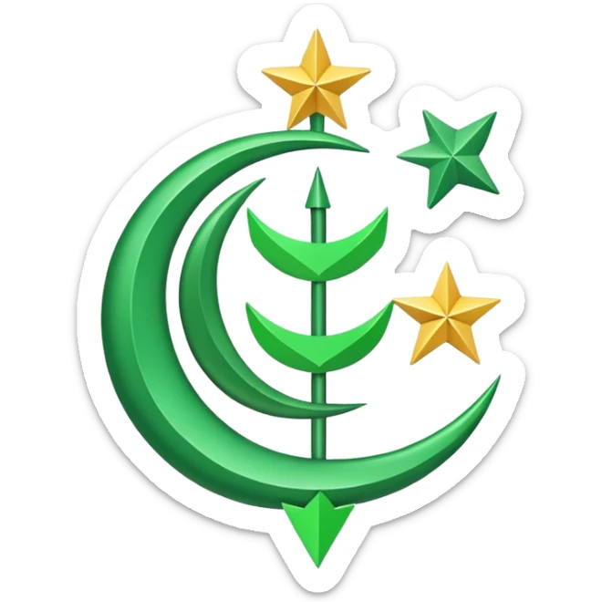 Jag vill att du ska göra en flaga grön sen sk det var tre pilar som är med varandra på moten men lite mot boten och sen ska det va åvan på de tre stats och övat på de 9 stats som en halv måne sticker