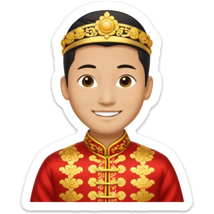 Chinese groom, traditional, culture of chinese, smiley on face. sticker