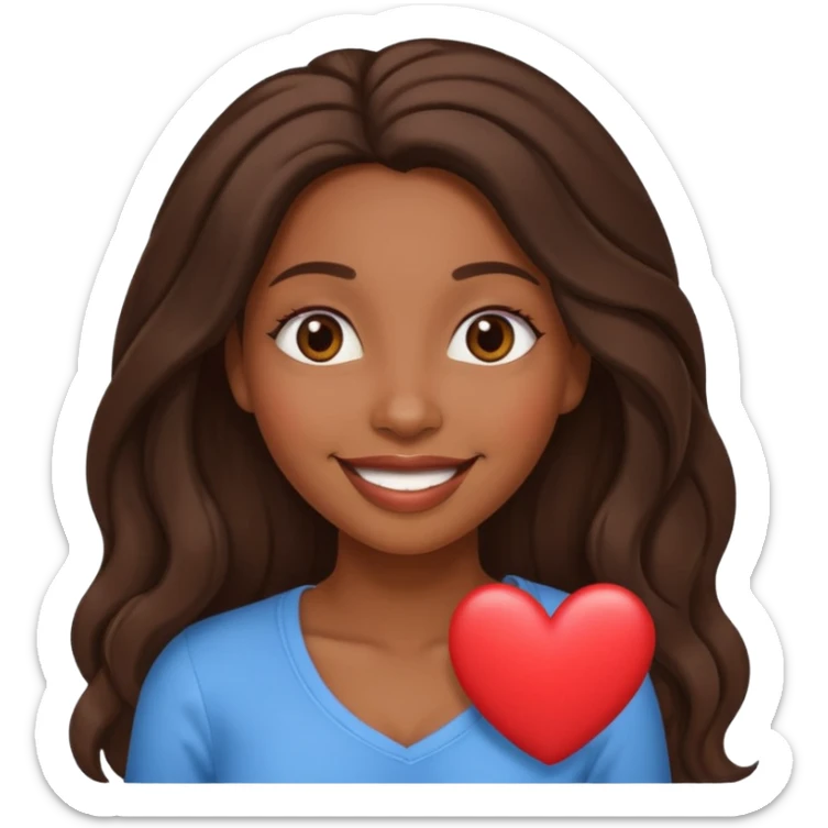 Cute African American woman with long hair,  heart eyes smiling sticker
