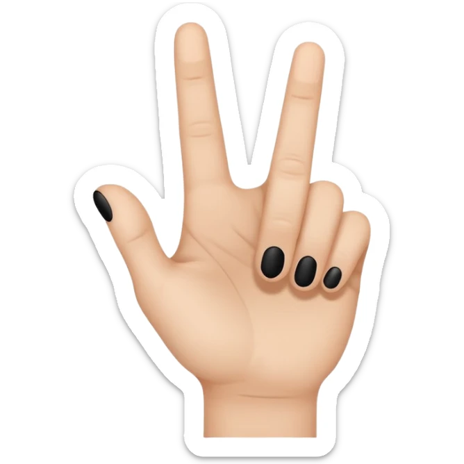 Minimal emoji icon of a human hand showing one finger, small black tattoo of the number 8 centered on the finger, thin line style, flat emoji design, simplified shape, neutral skin tone, centered, transparent background sticker