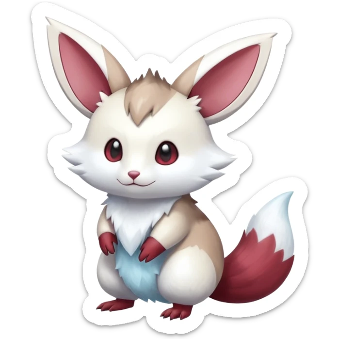 Shiny White Furry Snowy Ice-type Furret-Minccino-Zangoose-Hybrid (Full body) sticker