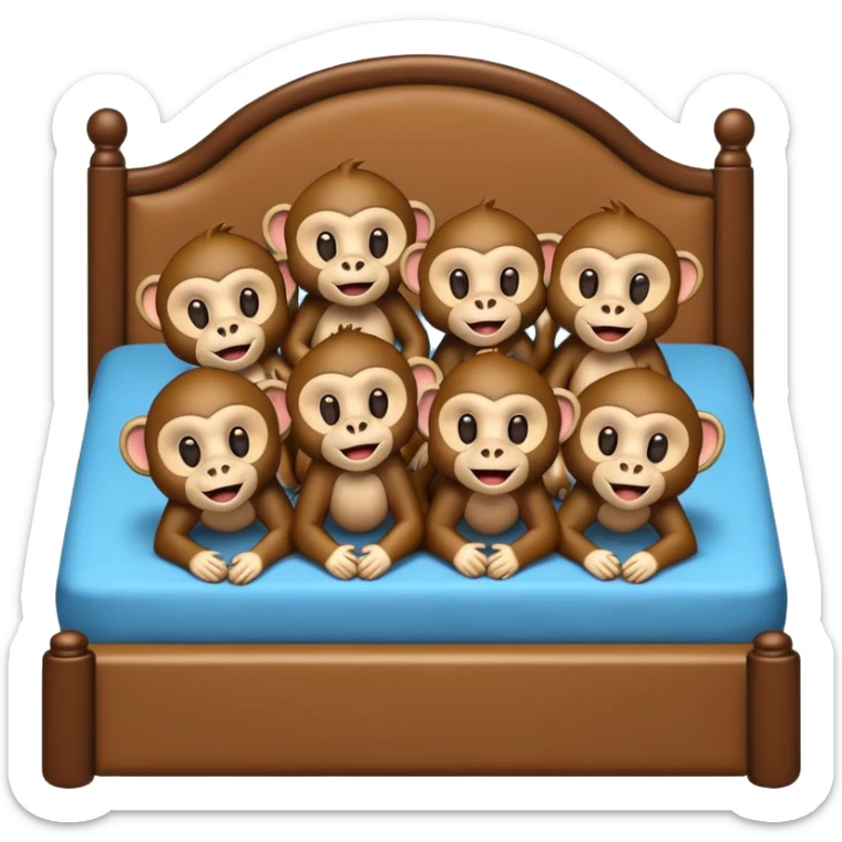 Cinco monitos salta en la cama uno se cayó se golpeó la cabeza mamá llamo al doctor ye le doctor dijo no más monos saita em la cama sticker