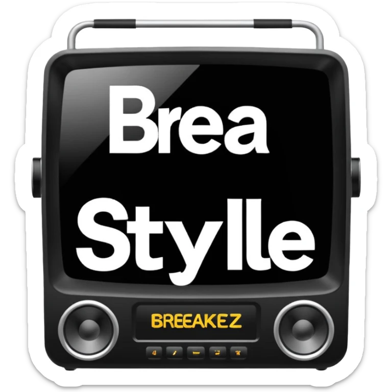 un gif texte qui défile  "BREAKSTYLEZ TV"  change de couleur sur fond noir sur le theme dj sticker