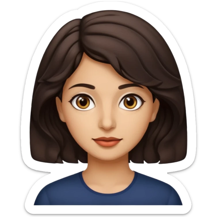 30 yr iranian woman dark brown hair wavy short hair sticker