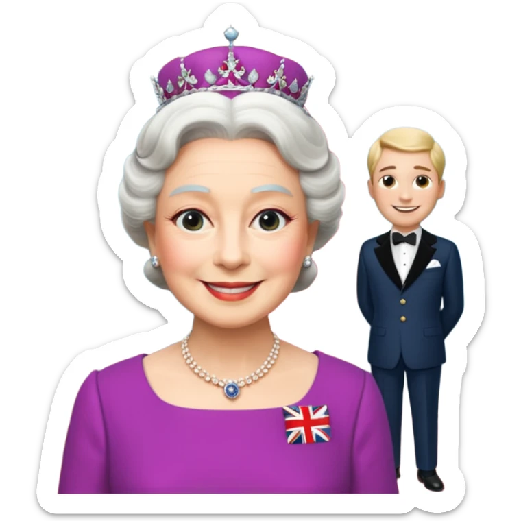 someone who's taking a photo in a room with with the wax figures of the queen elisabeth the II sticker