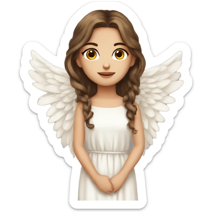 Beautiful angel wings long dress brown hair eyelashes sticker