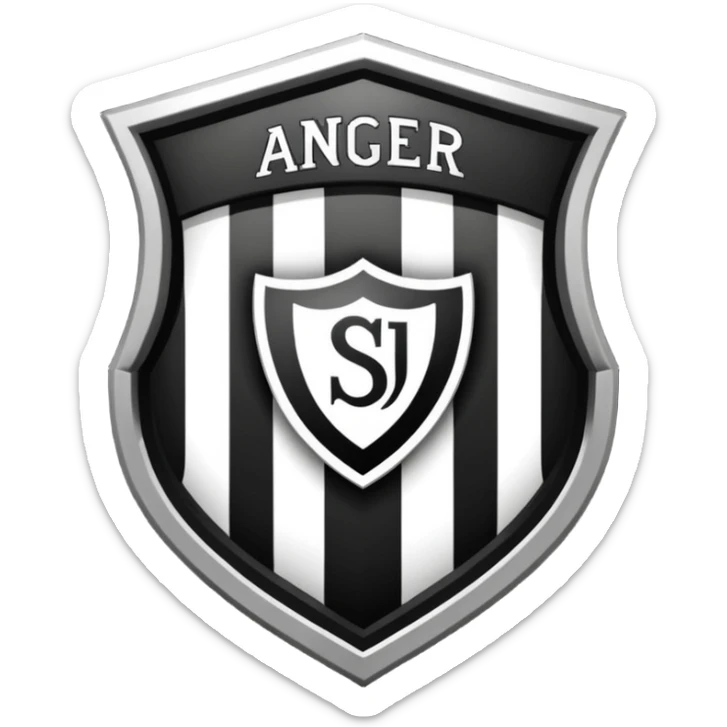 Football club  SV Angers logo, black and white striped shield with 1919 year, sports team emblem sticker