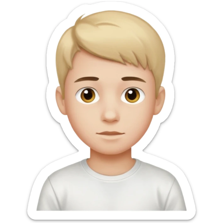 Crea un emoji a mezzo busto come ti ho già chiesto però di un ragazzo sulla 20ina ma che sembri più giovane, vestito da ragazzo sticker