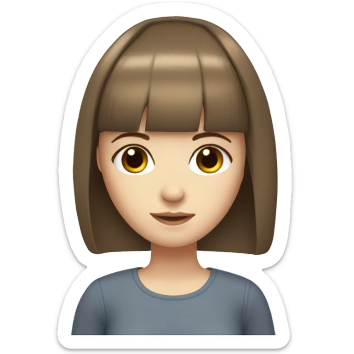 Girl with pale skin brown straight hair and bangs and brown eyes sticker