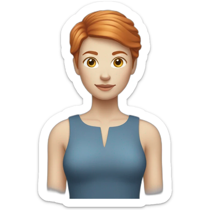 Gingerhair woman with short hair and light beige skin and blue eyes sticker
