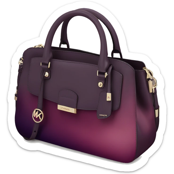 Realistic isolated dark plum to dark wine color ombre Michael Kors satchel purse.  sticker