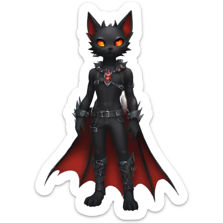 cool edgy black punk red ethereal fantasy nargacuga-bat-cat-Fakemon collar harness full body sticker