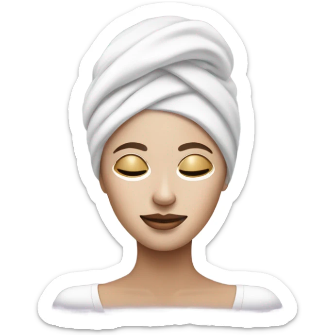 Lady with face mask spa beauty full face relaxing sticker
