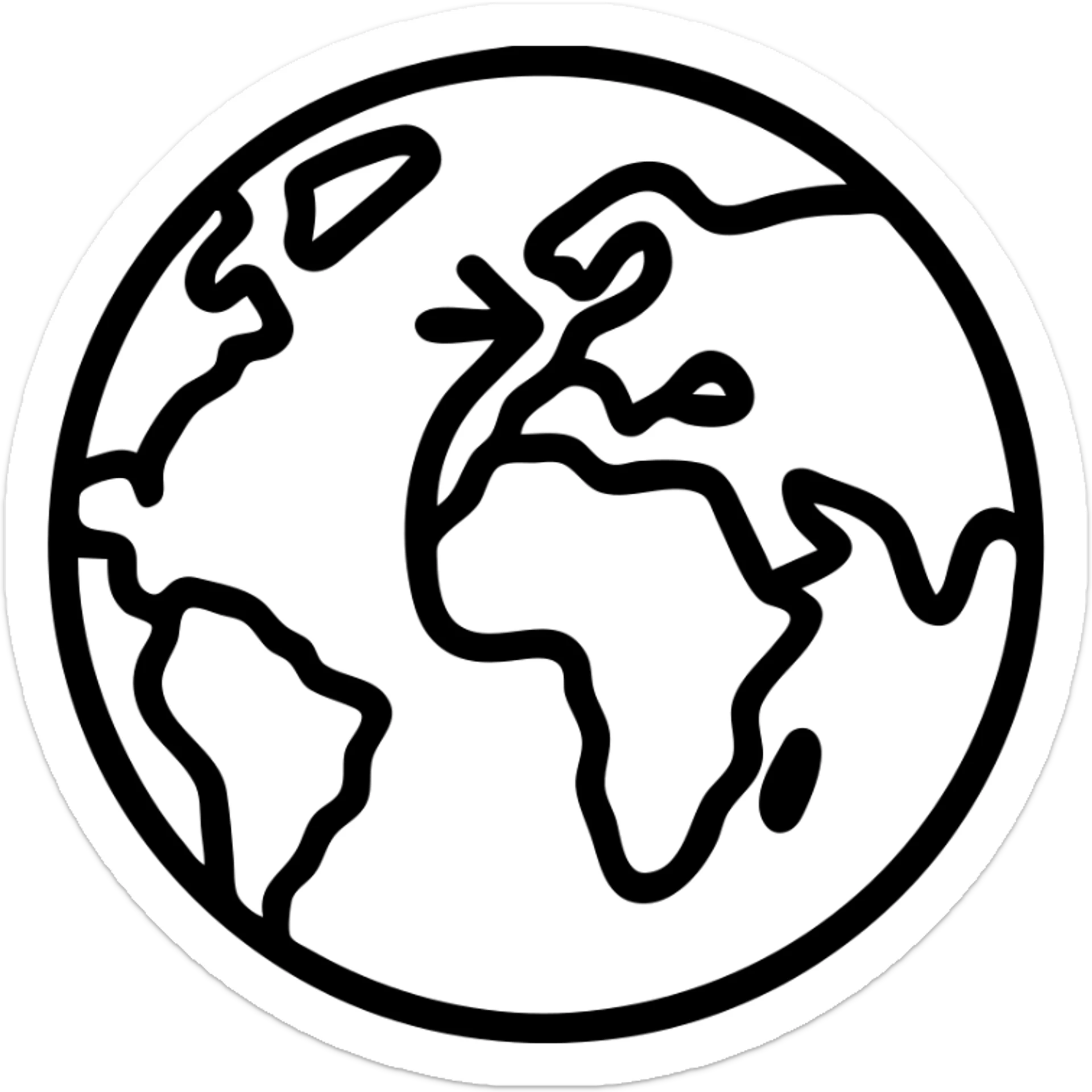 minimal line art world map with a bold arrow from Africa to the UK sticker