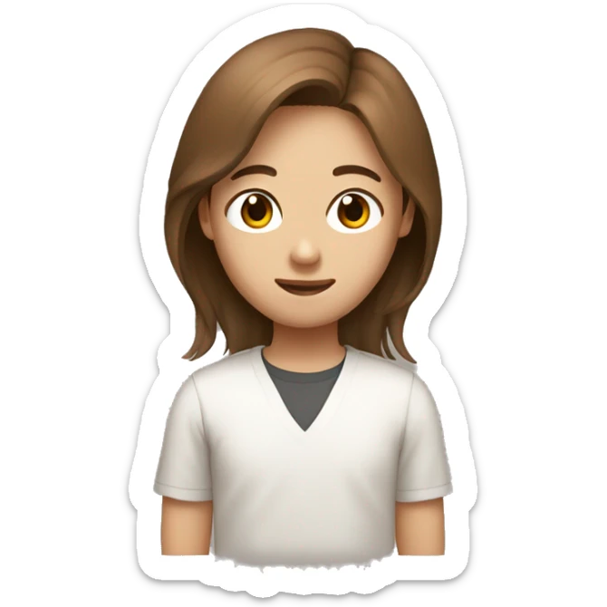 Brown haird asian girl with brown hair white guy sticker