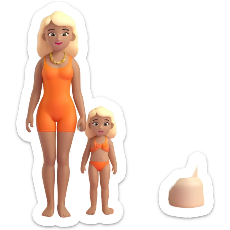 blonde woman with straight hair and light brown skin, with the three iconic Atalaia Beach arches in the background (Aracaju-SE, Brazil), middle arch taller with round tops, made of tiles sticker