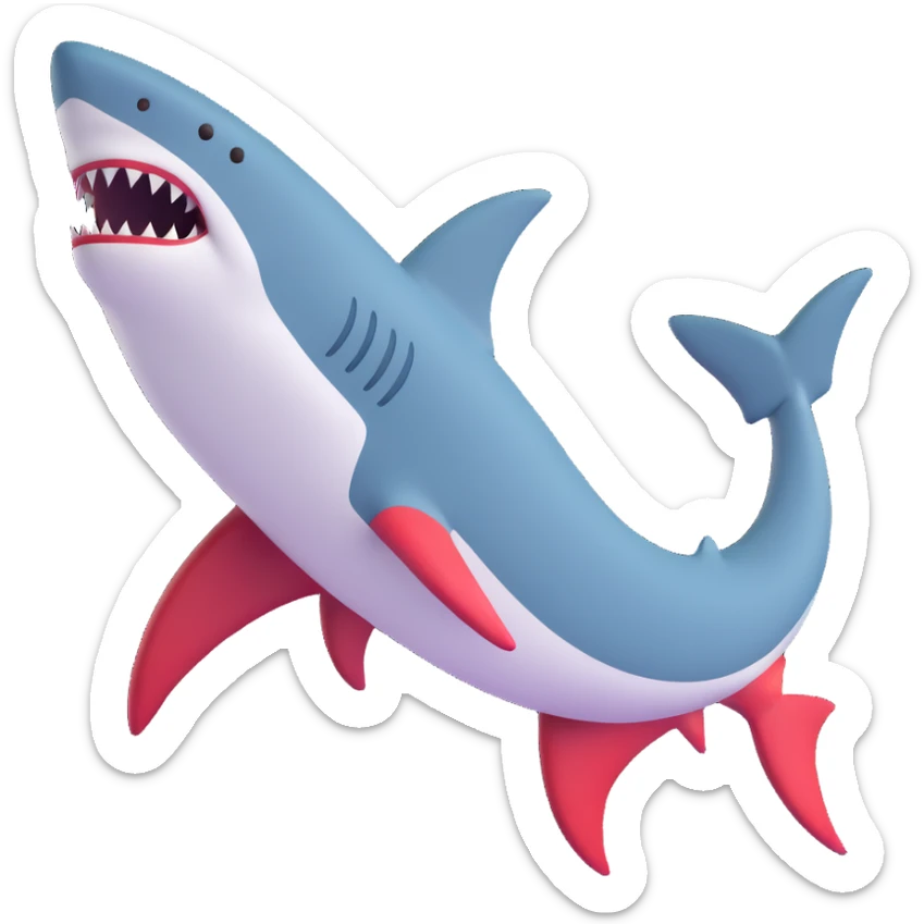 shark with red and white Jordans on fins and back fin sticker
