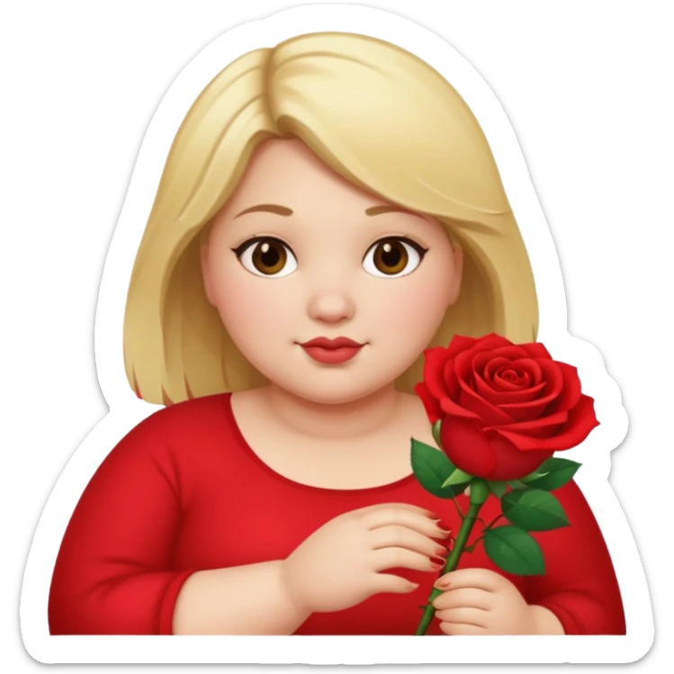 ash Trevino is a fat girl with blonde hair and has a rose in her hand , really fat sticker