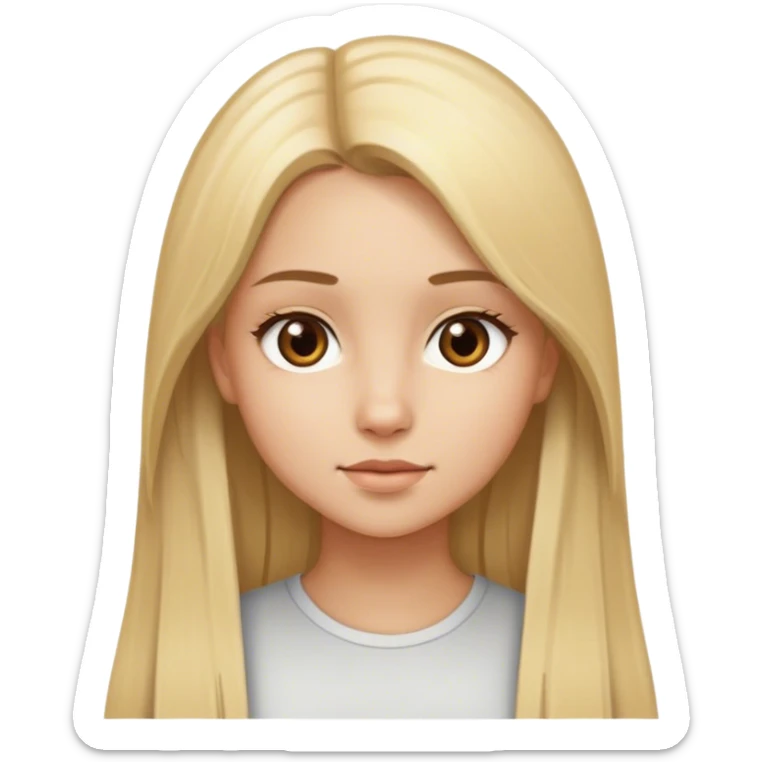 Blonde, long and straight haired girl with brown eyes and light skin color sticker