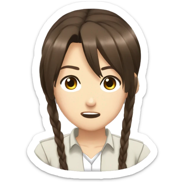 Sasha Braus brown hair hair in a ponytail anime attack on titan sticker