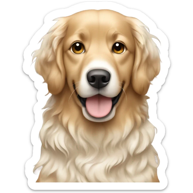 Wavey brown haired girl with English cream golden retriever curly haired dog sticker