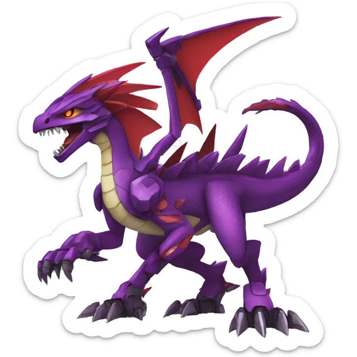  Cool Edgy Purple Red Digimon-Fakemon-Raptor-Dragon-Mecha full body sticker