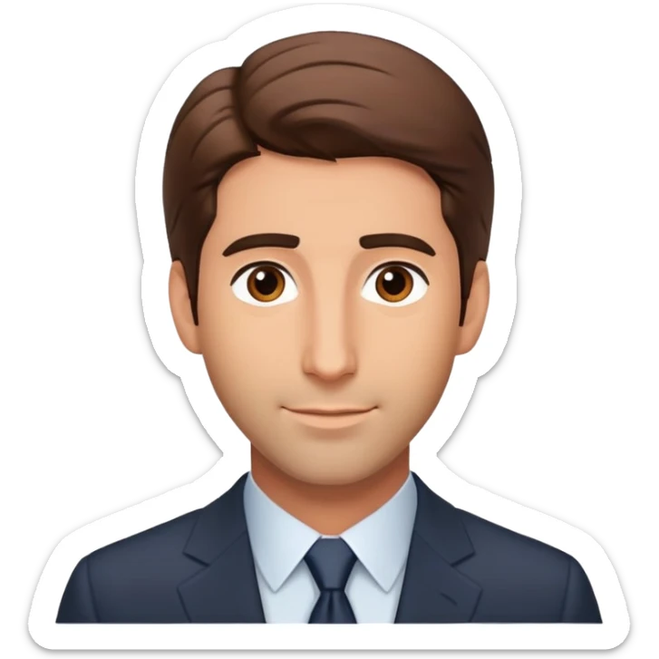 handsome Ross Geller from Friends TV show with well-styled brown hair and attractive features in a nice suit sticker