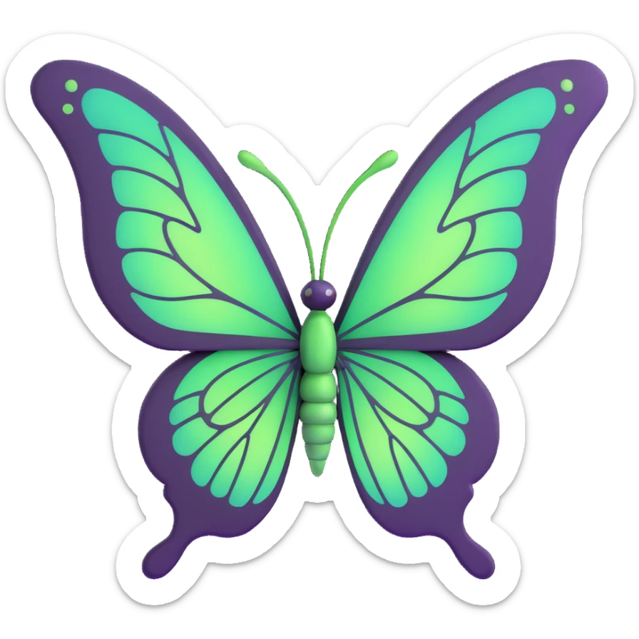 3D cartoon butterfly in digital fantasy art style, vibrant #c0ff53 green wings, glowing highlights, magical particles, dreamy aura, elegant fine vein patterns, layered textures, ornamental accents sticker