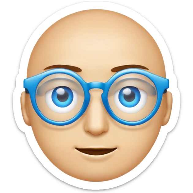 Emoji of eyes with blue glasses, in 24x24 size. Minimalist, modern design with a clear focus on the eyes and glasses sticker