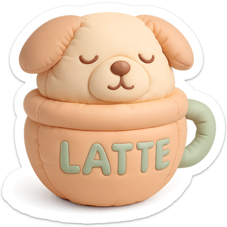 dog latte, soft and plush, pastel colors sticker