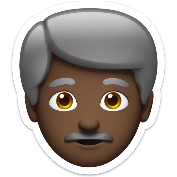 can i have an emoji of a dark skinned man with jaw length locks, a small goatee, a slight mustache, black almond shaped eyes and medium lips black on top and pink on the bottom sticker