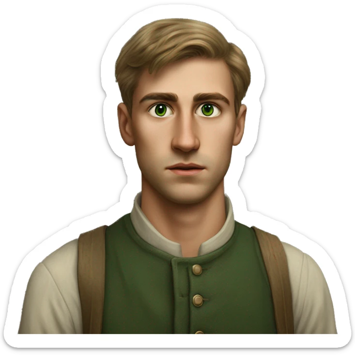 25 year old green eyed peasant during the 1917 revolution in russia photorealistic serious sticker