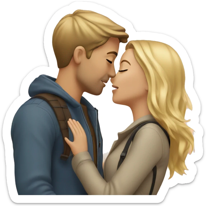 romantic outdoor couple kiss, she is blonde, he has Brown Hair  sticker