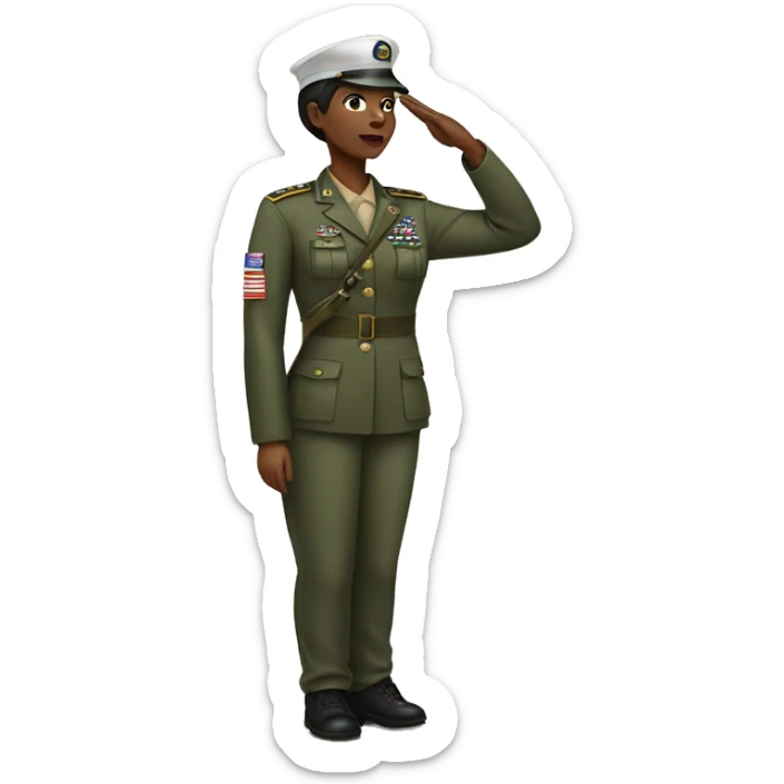 Female African American soldier saluting a male African American soldier sticker