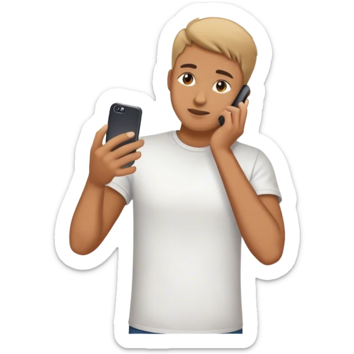 the back of a person looking at a phone to reach out to friends and love sticker