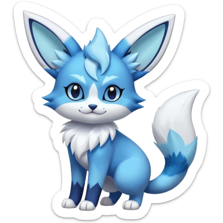 Glaceon-Purrloin-Meowstic-Fakémon-hybrid-creature (full body)  sticker