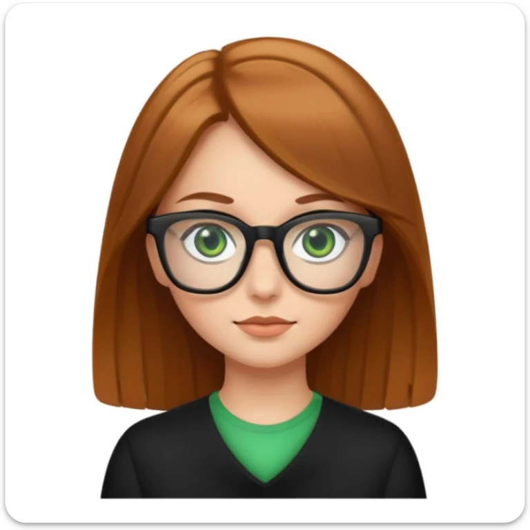 Caucasian girl with golden brown hair, green eyes, and black square glasses  sticker