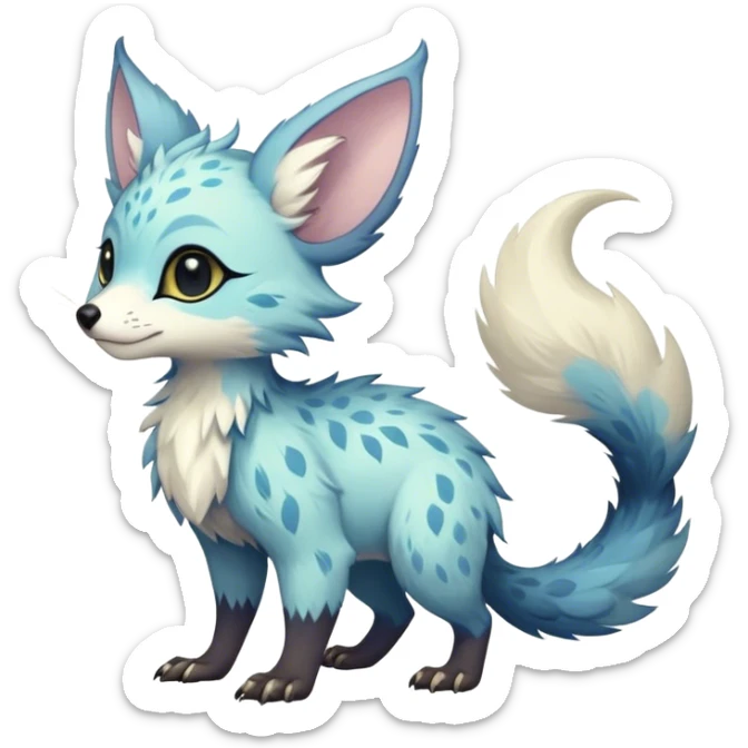 Epic Feral Rare Fantasy shiny pastel Vernid-Trico-species by LiLaiRa, random markings, tufted tail, tufted ears, full body sticker