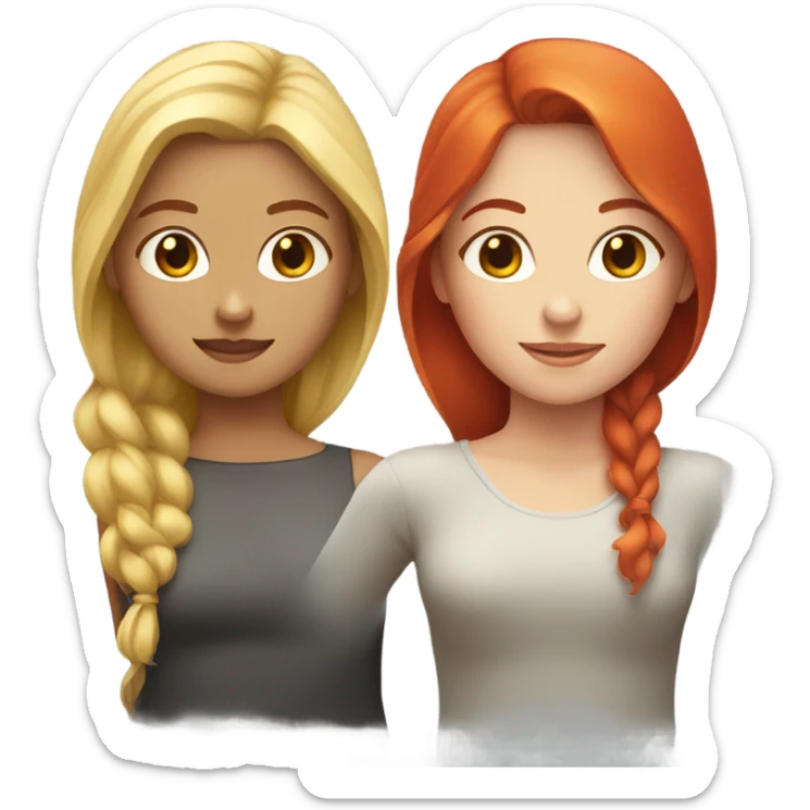 2 girls, white girl with blonde hair and white girl with red hair  sticker
