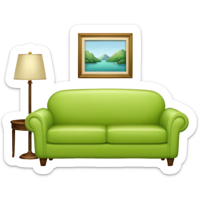 living room in ios emoji style

no TV, and make the couch a light green color sticker