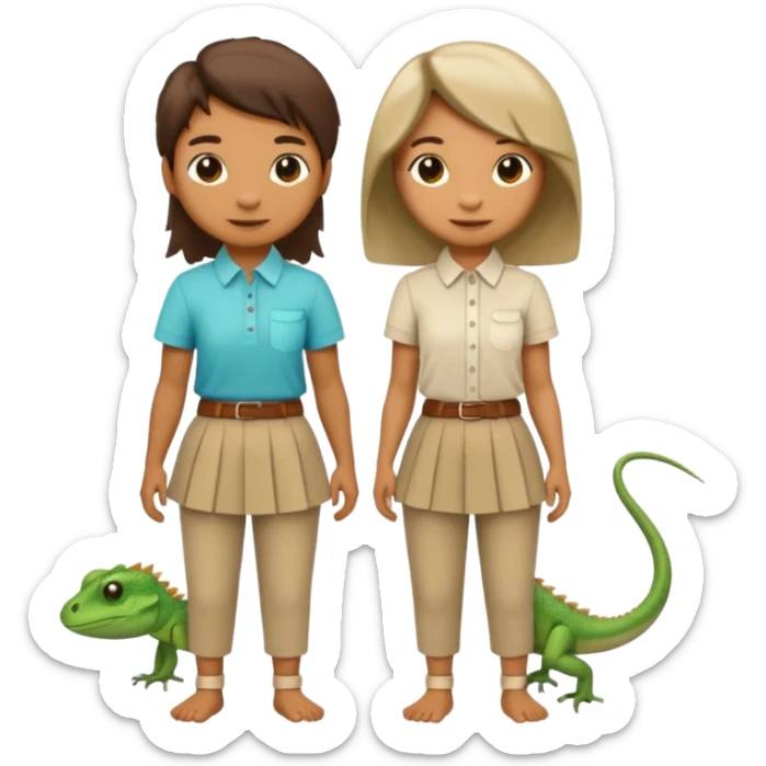 Romantic Lizard couple wear cute skirt and pants with shirt  sticker