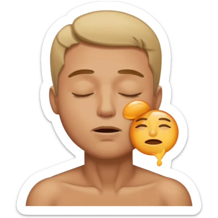 A male with closed eyes but the mouth is o-shaped blowing out sticker