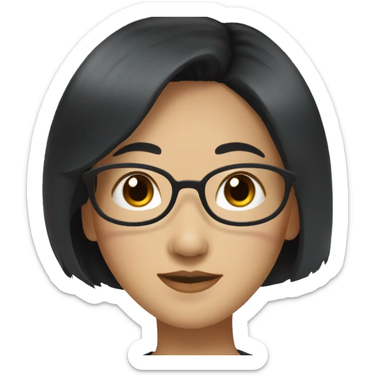 Korean woman in her 40s, black hair with fringes. sticker