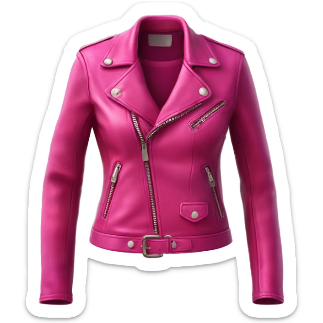 Realistic isolated open magenta ,hot pink,and Raspberry color ombre feminine fashion leather jacket.  sticker