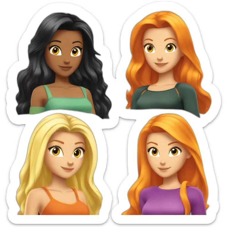 totally spies 3 girls with blond-hair black-hair orange-hair sticker