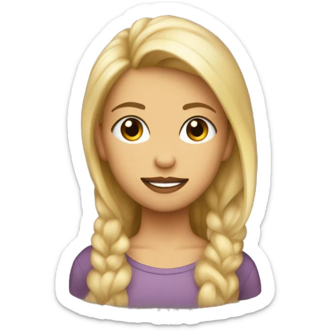 chica de pelo rizo rubio oscuro con ojos color miel y piel clara sticker